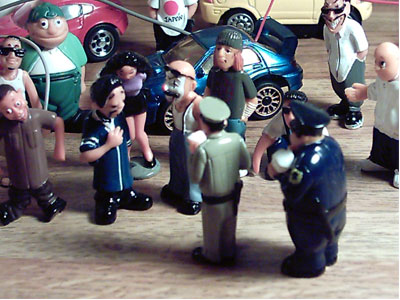 Scene 5
"Um, fellas, uh, you think you can disperse immediately? The president and the governor are trying to avoid a confrontation... plus they're punks..." 

"Oh hell no! Tell those fools they gotta come tell us to our face!"

"Ok, fellas... calm down... Can I offer you one of these here tasty donuts?"
